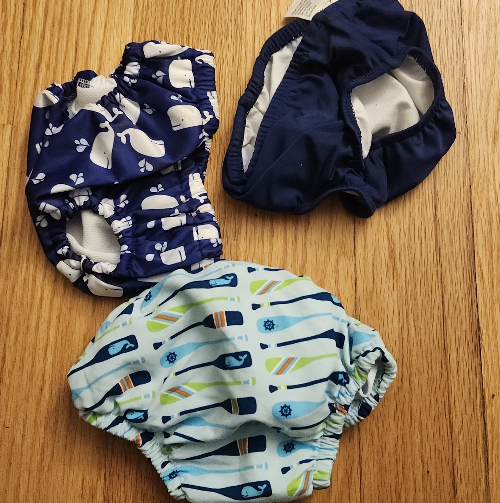 i play. Whale and Paddle Print Diaper Covers - Navy and Light Blue -bundle of 3